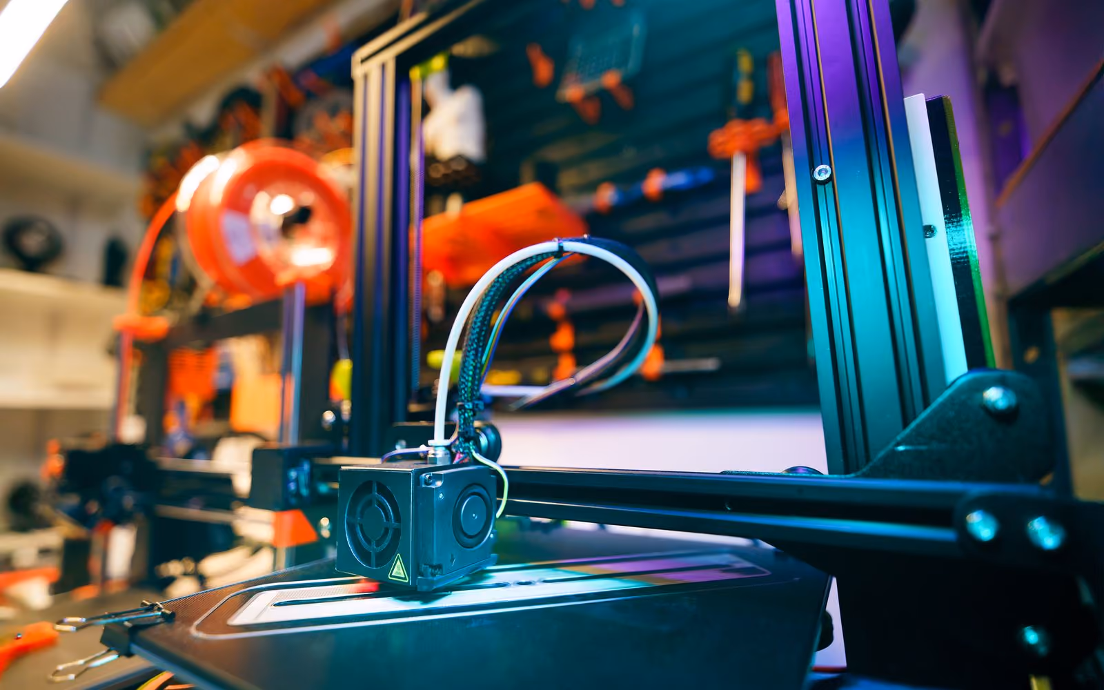 High-tech 3D printer at work in a workshop