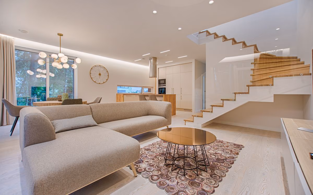 Villa Noir - bright living space with open staircase (placeholder photo)