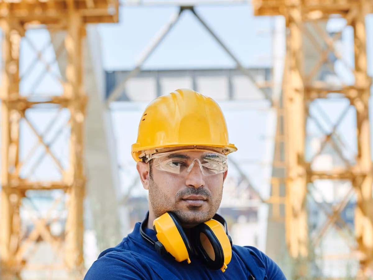 Site supervisor wearing a hard hat